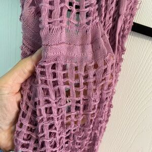 Distressed Scarf Purple Shredded Waffle Infinity Boho Wrap Around Whimsigoth